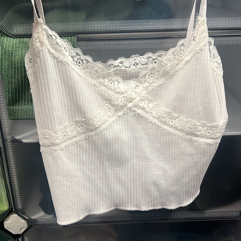Elegant White Lace Trim Cami Top